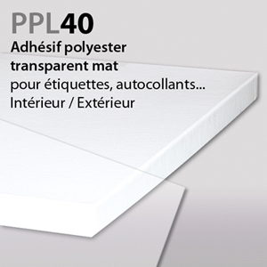 Adhésif polyester transparent mat