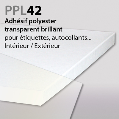 Adhésif polyester transparent brillant