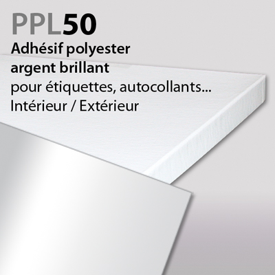 Adhésif polyester argent brillant