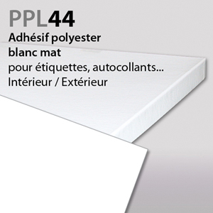 Adhésif polyester blanc mat